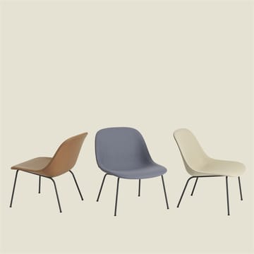 Cadeira com pernas de aço Fiber Lounge - Steelcut Trio 236-Antracite - Muuto