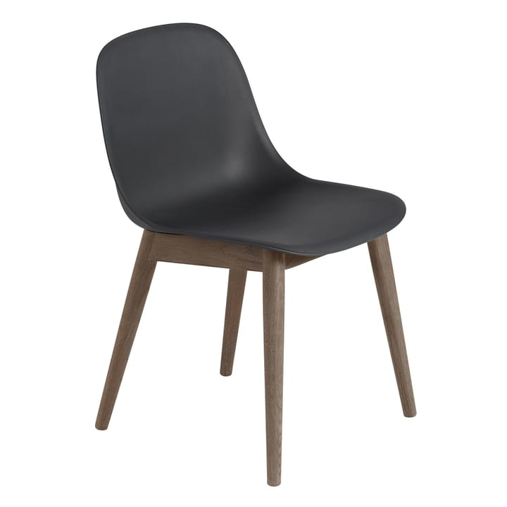 Cadeira com pernas de madeira Fiber Side Chair - Black-stained dark brown - Muuto