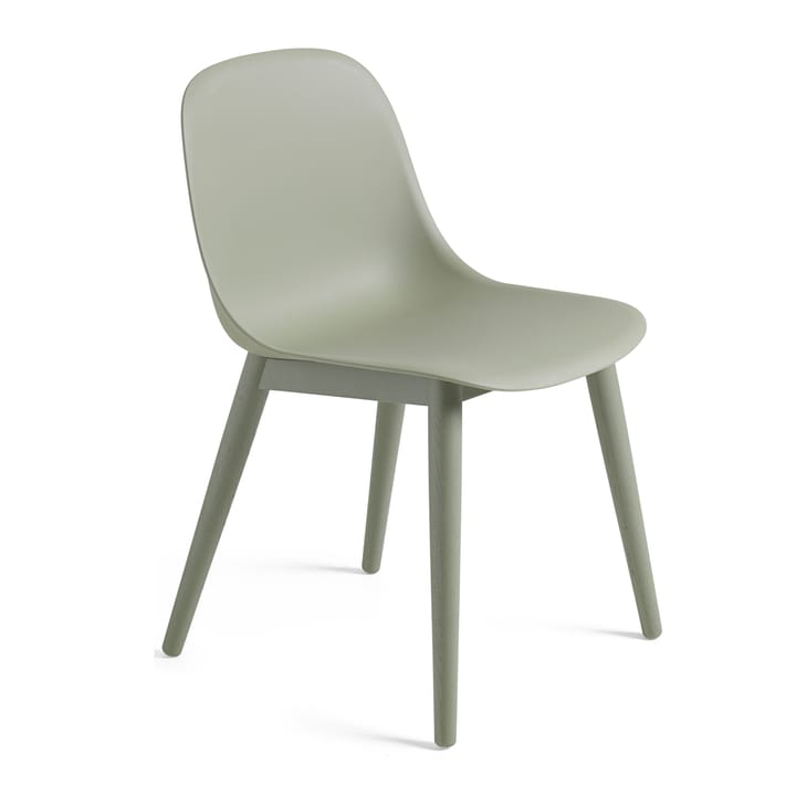 Cadeira com pernas de madeira Fiber Side Chair - dusty green - Muuto