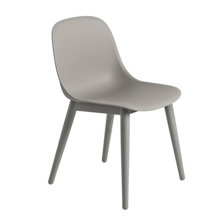 Cadeira com pernas de madeira Fiber Side Chair - Grey (plástico) - Muuto