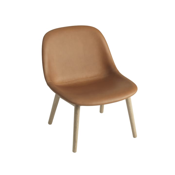 Cadeira com pernas madeira carvalho Fiber Lounge - Refine leather conhaque - Muuto