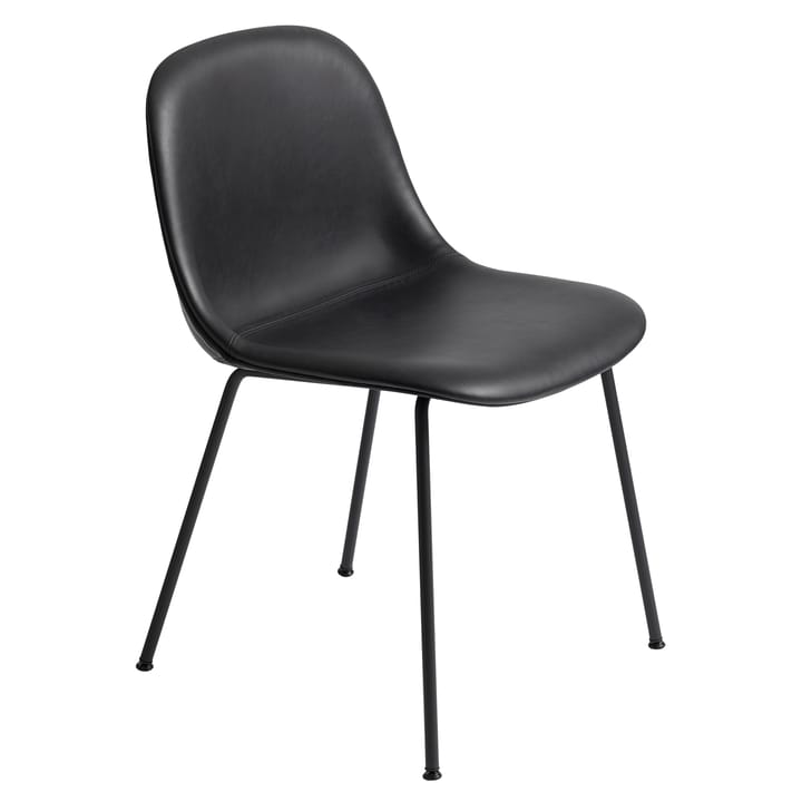 Cadeira lateral com pernas de metal Fiber - Refine leather black-Black - Muuto