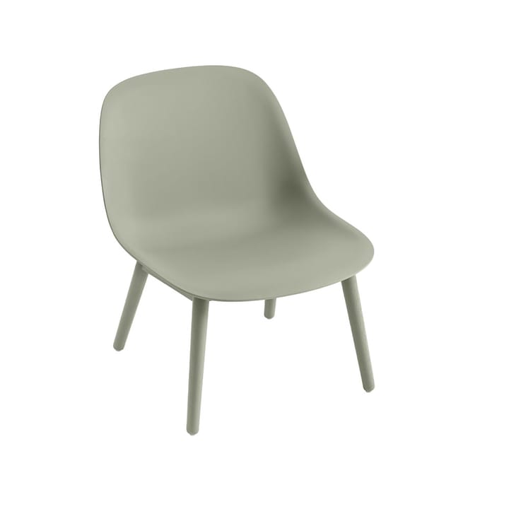 Fiber Cadeira lounge base madeira  - verde dusty, pernas verde dusty - Muuto