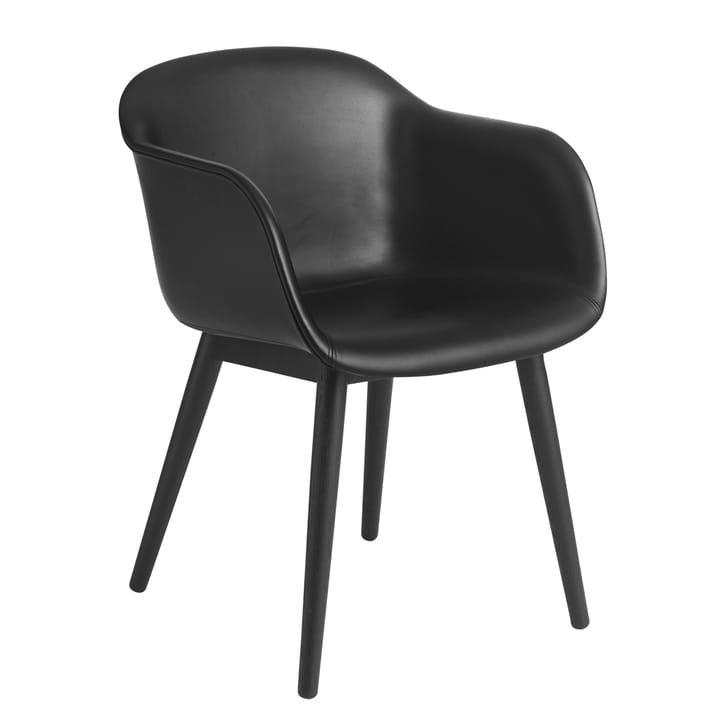 Fiber Poltrona com pernas de madeira - Refine leather black-Black - Muuto