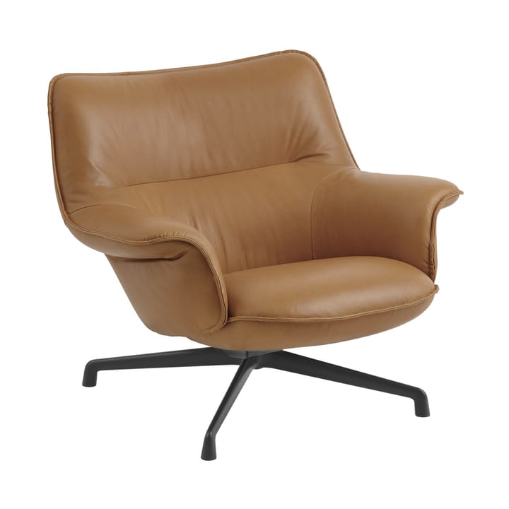 Poltrona Doze baixa com base giratória - Refine leather cognac-black - Muuto