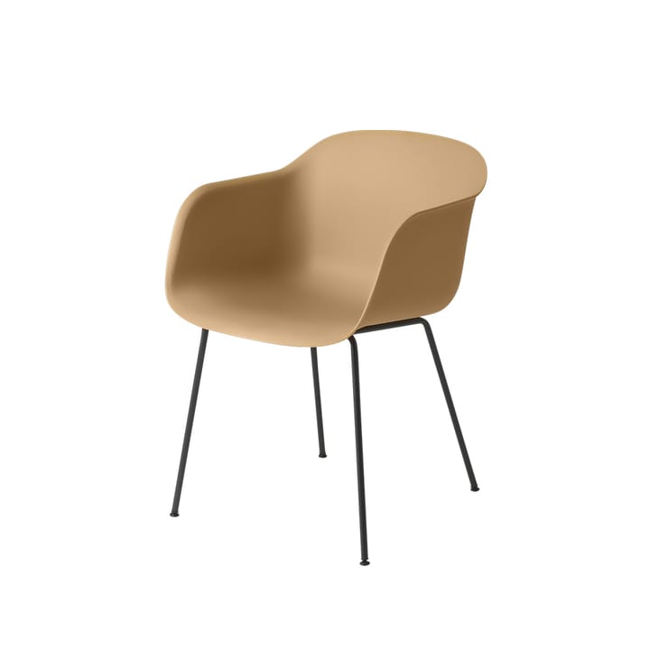 Poltrona Fiber base tubo - Ocre-preto antratice  - Muuto