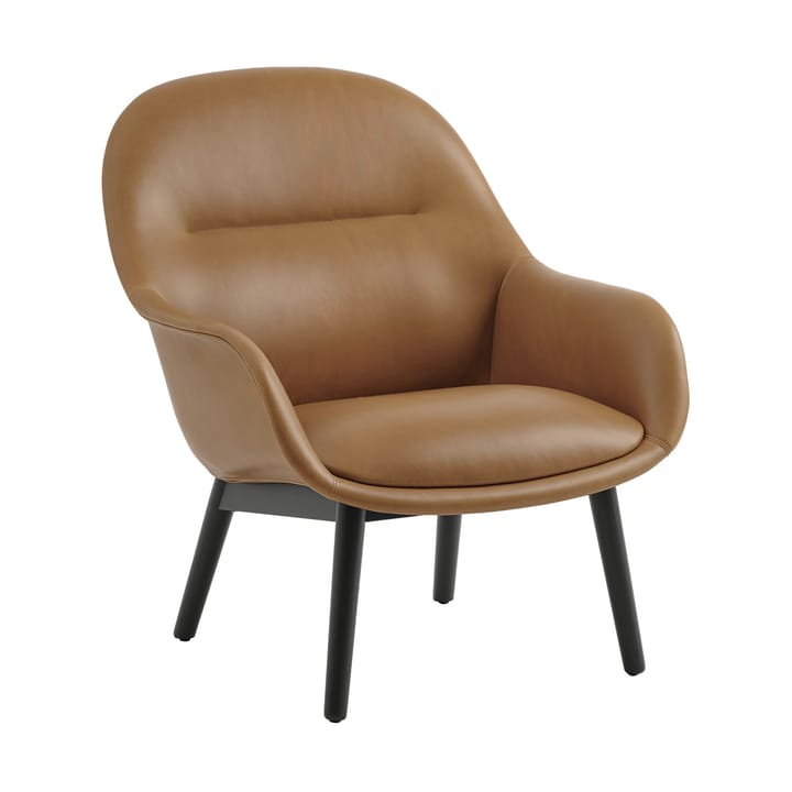 Poltrona Fiber Lounge com pernas em carvalho - Refine leather cognac-black - Muuto