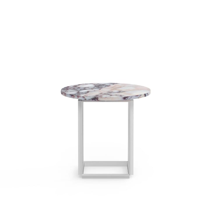 Mesa de apoio Florence - Mármore branca viola, ø50 cm, estrutura branca - New Works