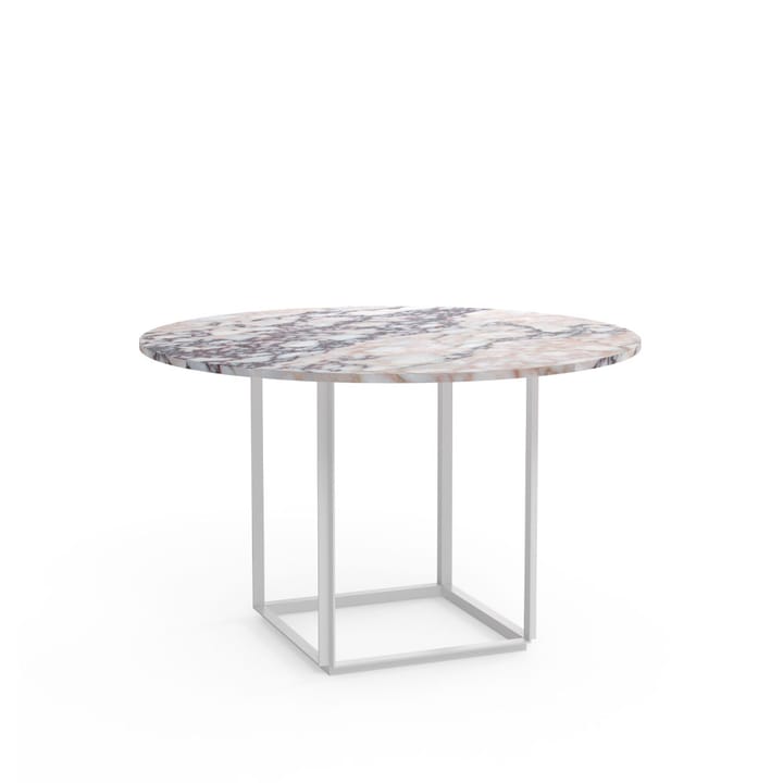 Mesa de jantar redonda Florence - Mármore branca viola, ø120 cm, estrutura branca - New Works