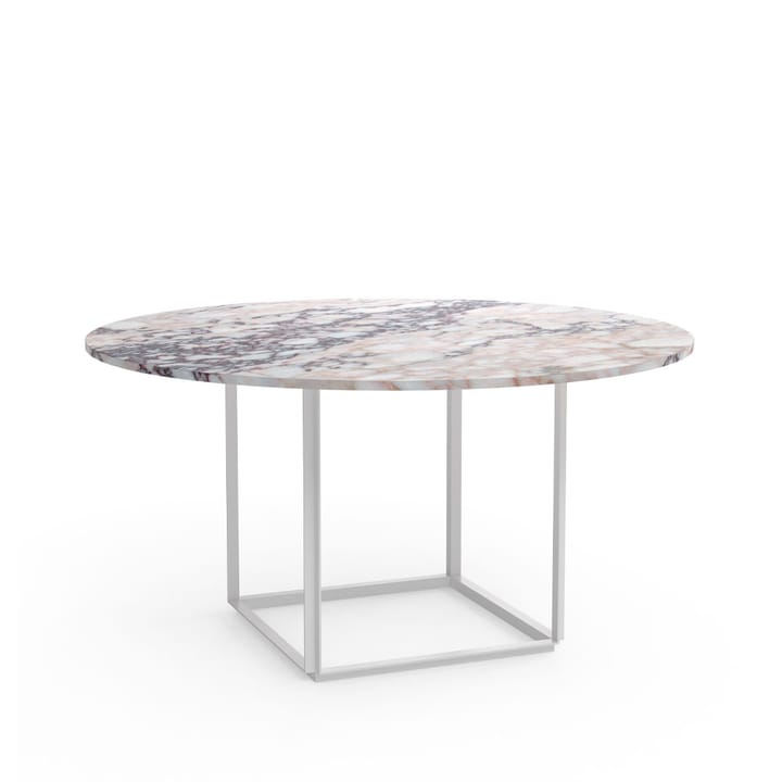 Mesa de jantar redonda Florence - Mármore branca viola, ø145 cm, estrutura branco - New Works