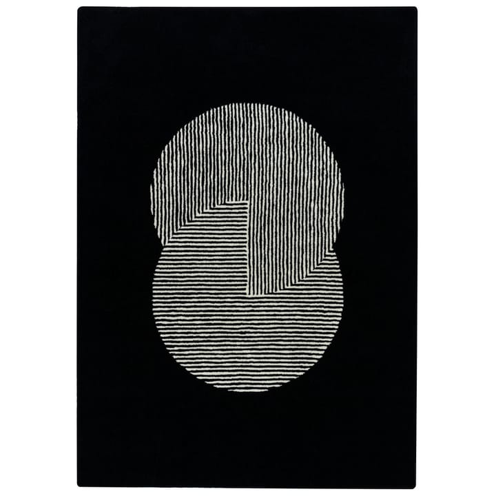 Tapete de lã Circles preto - 200x300 cm - NJRD