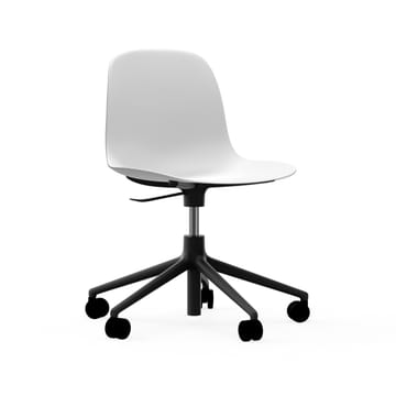 Cadeira de escritório Form chair swivel 5W - branca, alumínio preto, rodas - Normann Copenhagen