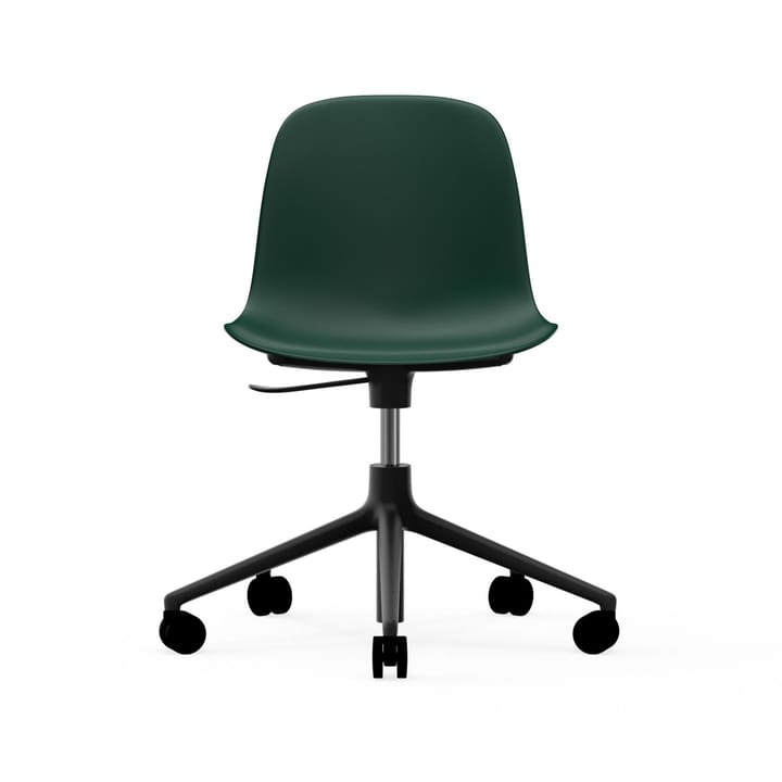 Cadeira de escritório Form chair swivel 5W - verde, alumínio preto, rodas  - Normann Copenhagen