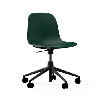 Cadeira de escritório Form chair swivel 5W - verde, alumínio preto, rodas  - Normann Copenhagen