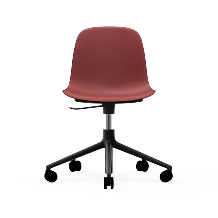 Cadeira de escritório Form chair swivel 5W - vermelho, alumínio preto, rodas  - Normann Copenhagen