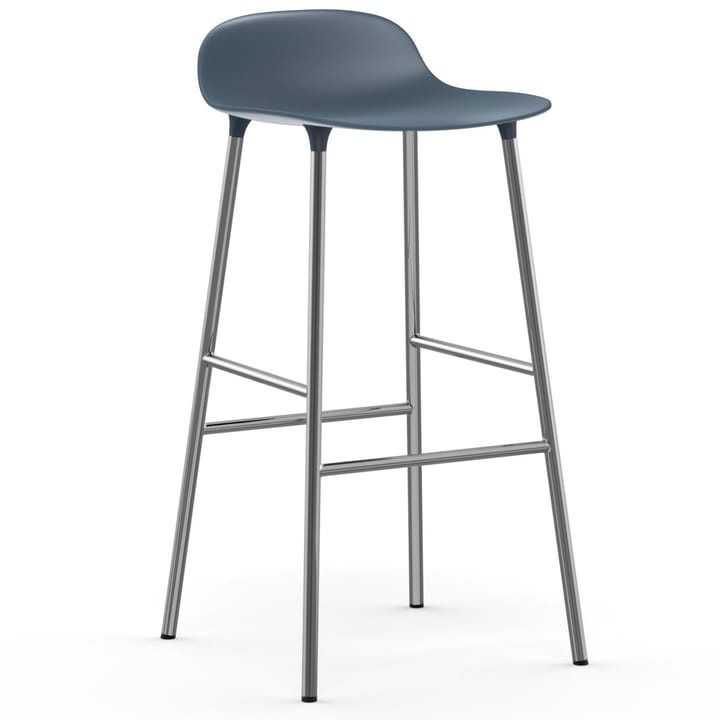 Form Cadeira bar com pernas cromadas 75 cm - Azul  - Normann Copenhagen