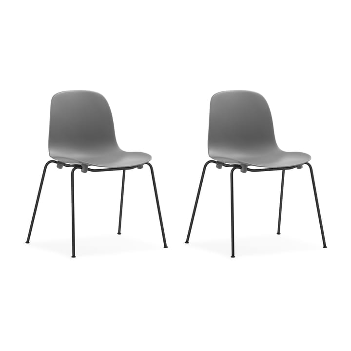 Form Chair cadeira empilhável com pés pretos, 2 peças, Cinza - undefined - Normann Copenhagen