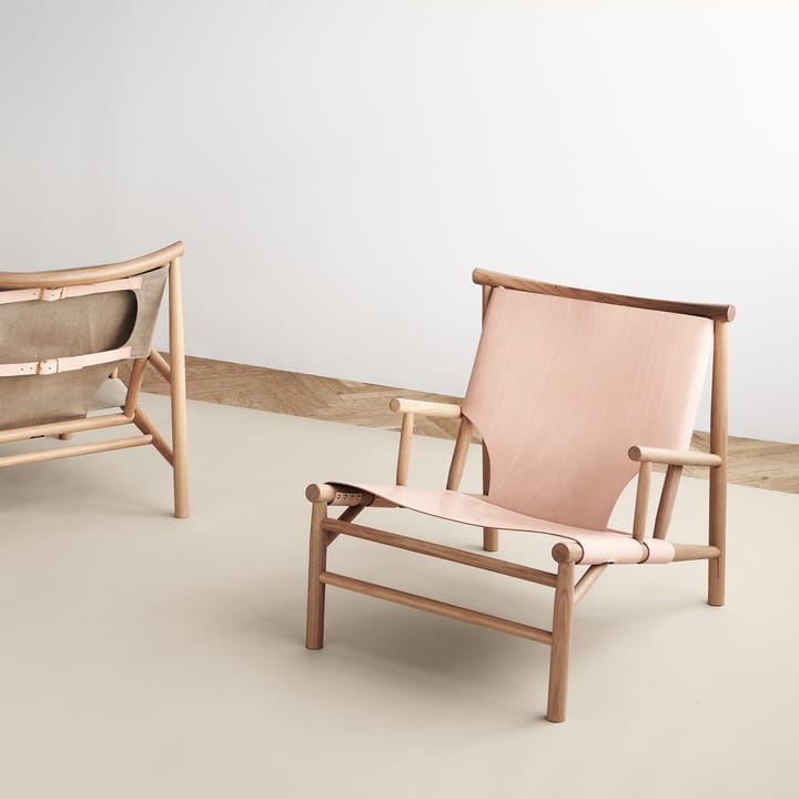 Cadeira Lounge Samurai assento de couro e madeira carvalho - Natural - NORR11