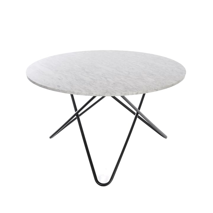 Big O Table mesa de jantar - Mármore carrara. Suporte preto - OX Denmarq