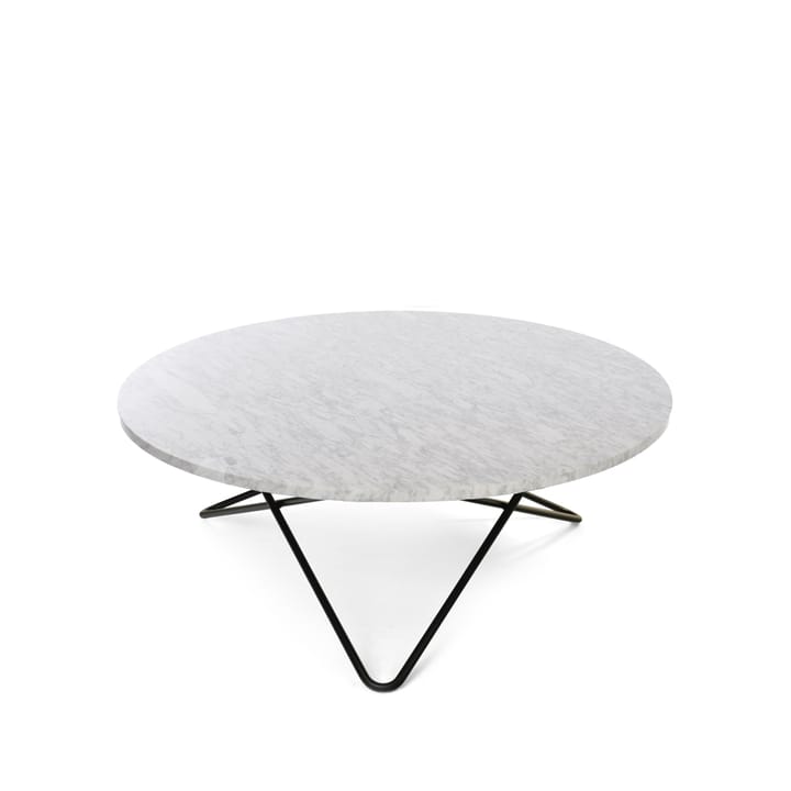 Large O Table mesa de centro - Mármore carrara. Suporte preto laqueado - OX Denmarq