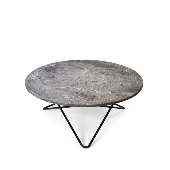 Mesa de centro O Table, Mármore cinza. Suporte preto laqueado OX Denmarq