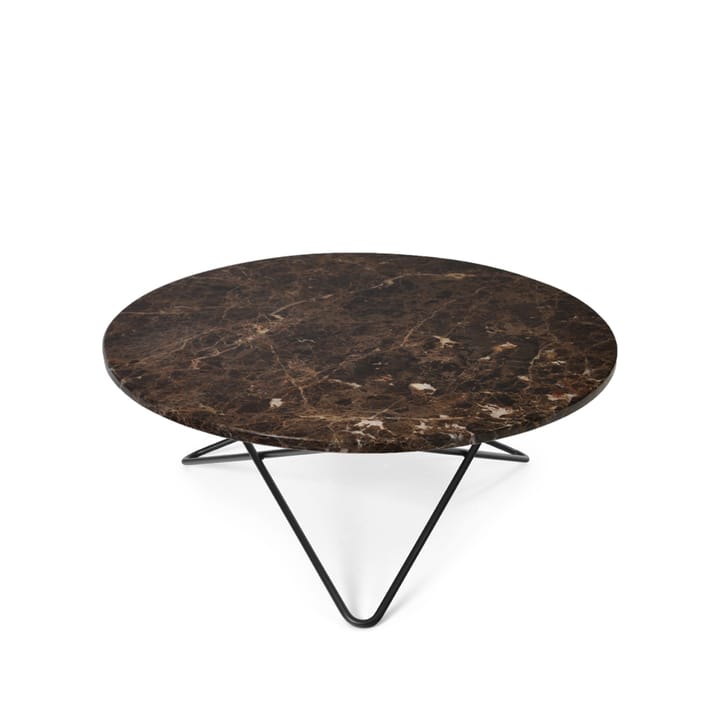 Mesa de centro O Table, Mármore marrom. Suporte preto laqueado OX Denmarq