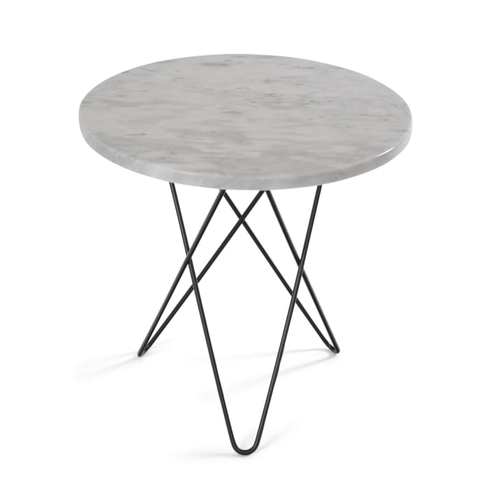 Mini O mesa de centro Ø40 H37. Suporte preto - Mármore branco - OX Denmarq