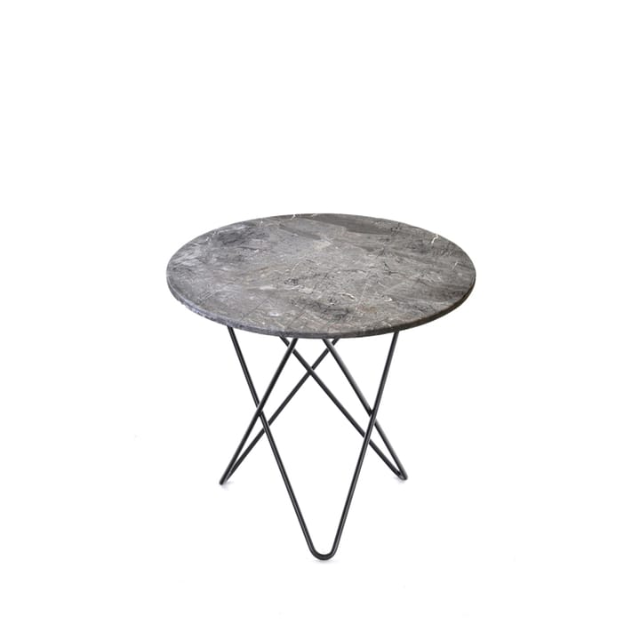 Mini O Table mesa de centro, Mármore cinza. Suporte preto laqueado OX Denmarq