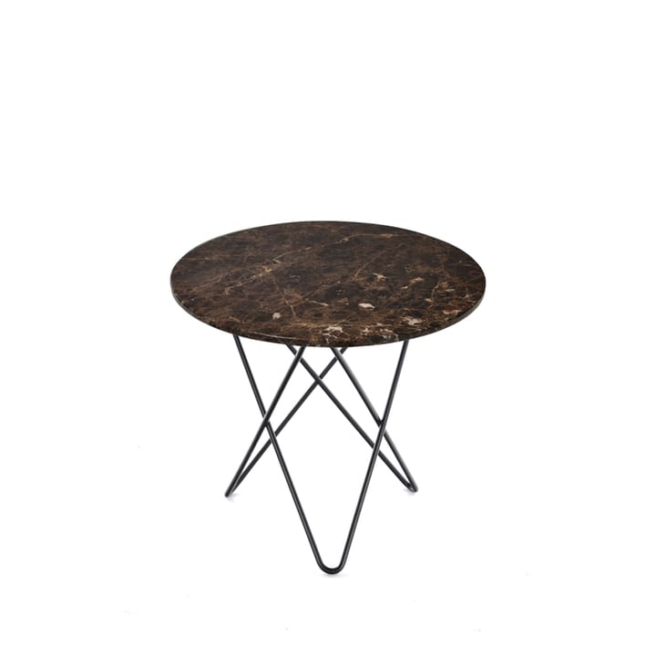 Mini O Table mesa de centro, Mármore marrom. Suporte preto laqueado OX Denmarq