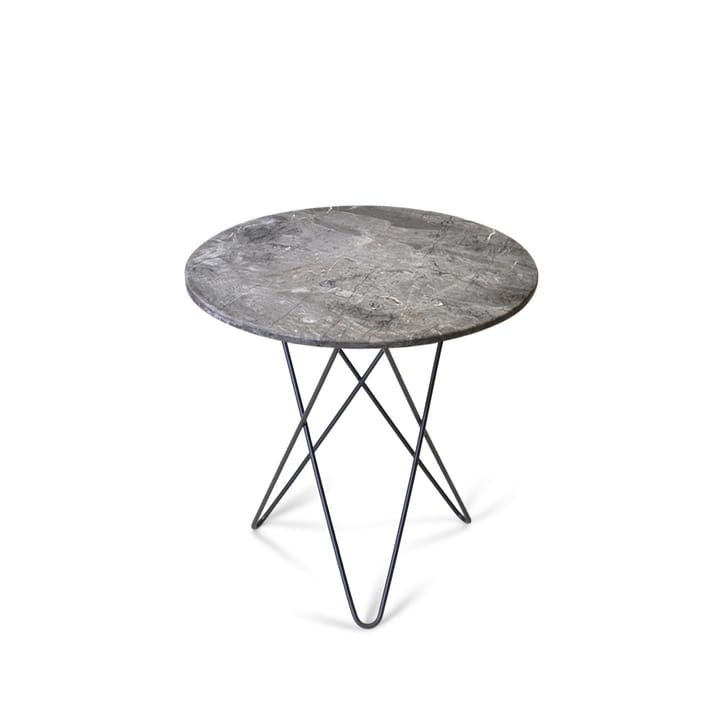 Tall Mini O Table mesa de centro - Mármore cinza. suporte preto laqueado - OX Denmarq