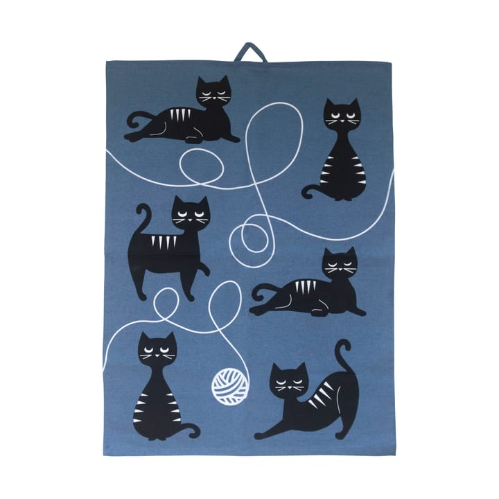 Pano de cozinha Kattfamiljen 50x70 cm - Azul-preto-branco - Pluto Design