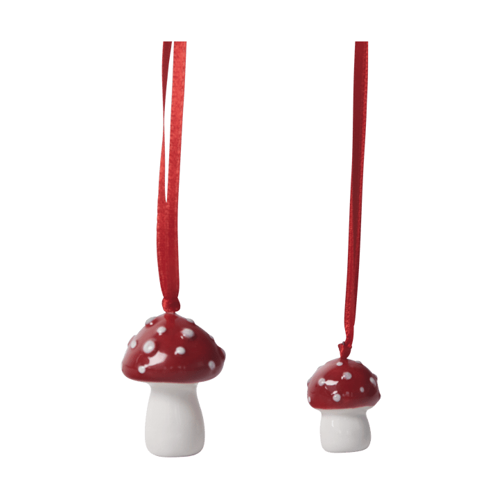 Pingente da árvore de Natal Cogumelo 2-unidades - Vermelho-branco - Pluto Design