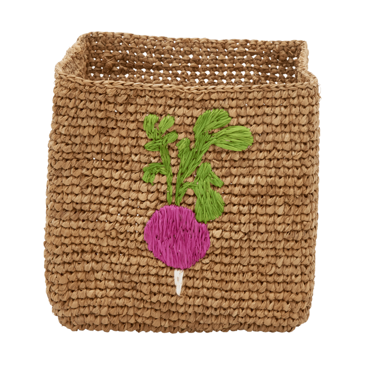 Cesto de armazenamento de ráfia Rice 2 peças, Radish Embroidery-Tea RICE