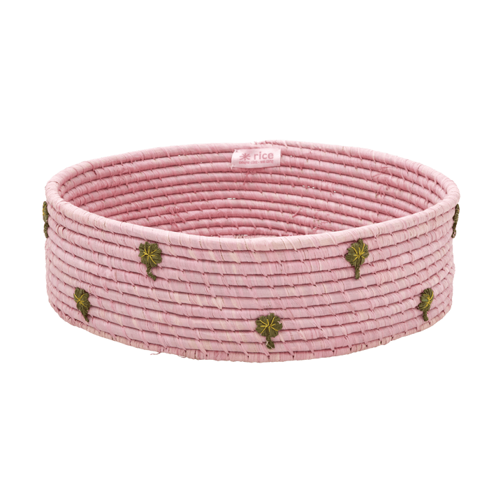 Cesto de armazenamento de ráfia Rice baixo Ø35 cm - Pink - RICE