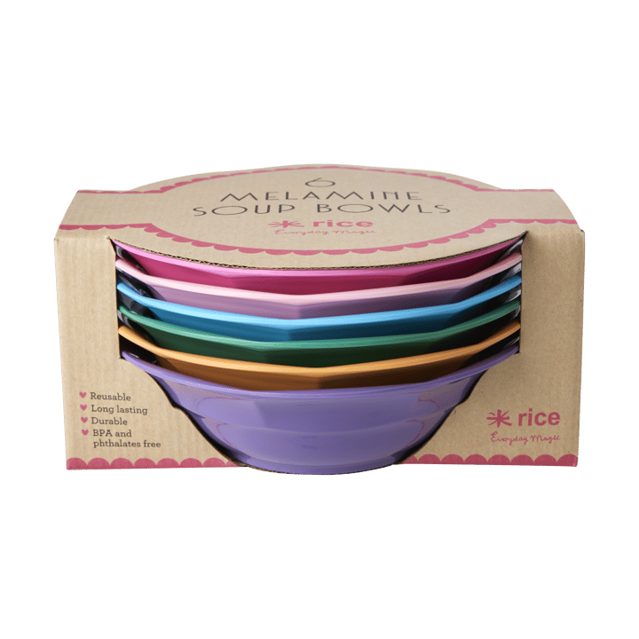 Prato de sopa de melamina Rice Ø19 cm 6 peças - Multicolor - RICE