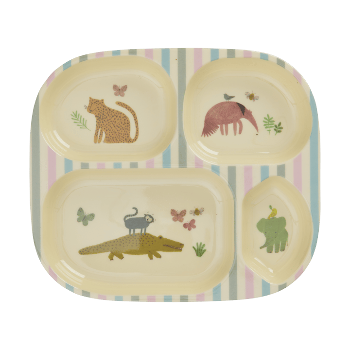 Prato infantil de melamina Rice, 4 compartimentos  - Sweet Jungle Print - RICE