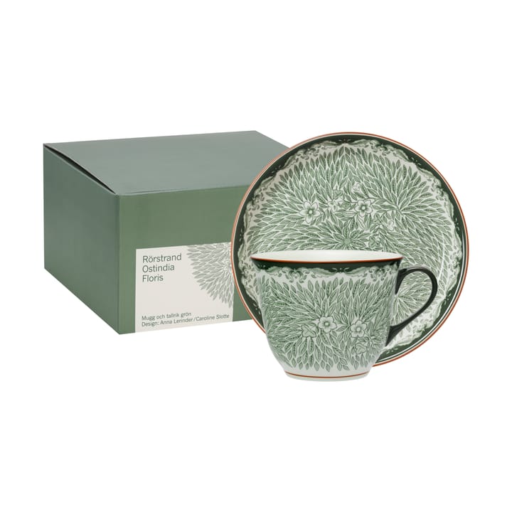 Caneca 40 cl e prato Ø20 cm Ostindia Floris - Verde
 - Rörstrand