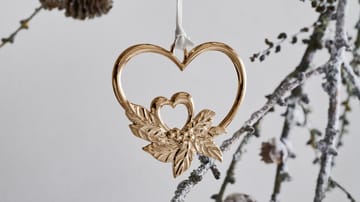 Pingente de Natal Duplo Coração Karen Blixen  - Dourada  - Rosendahl