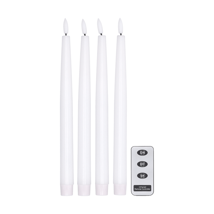 Vela LED Bright 28,5 cm 4 un. com comando   - Branco - Scandi Essentials