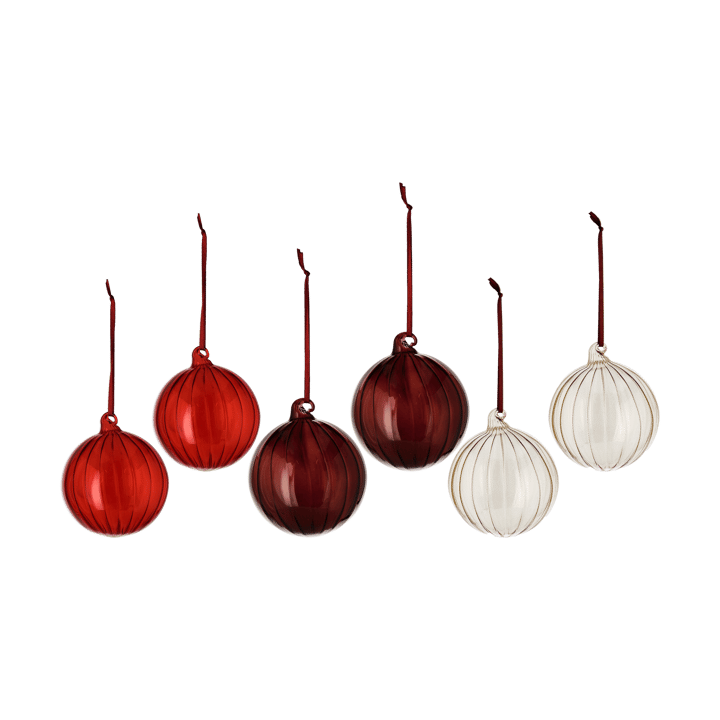 Bola de natal Clarity Ø8 cm 6-unidades - Vermelho  - Scandi Living