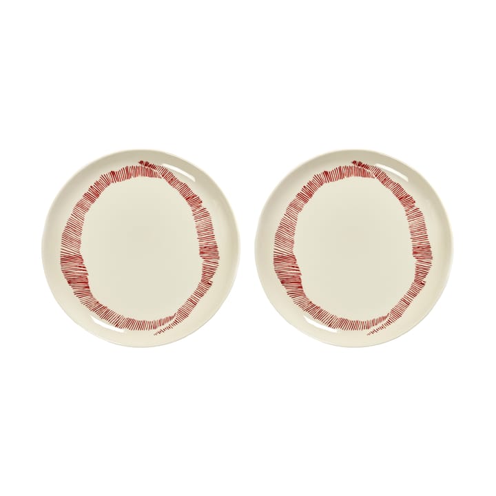 Prato Ottolenghi Feast M Ø22,5 cm 2 unid. - White stripes-red - Serax