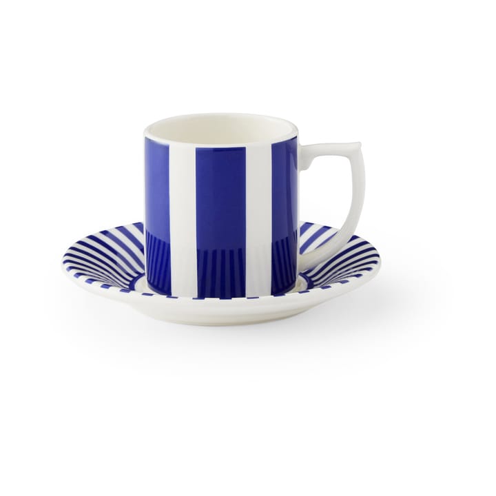 Chávena de espresso Steccato 8 cl com pires Ø11 cm - Azul-Branco - Spode