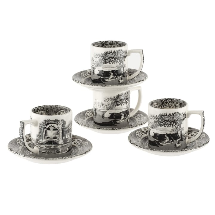 Chávena de expresso com pires Black Italian, 4 un., 9 cl  Spode