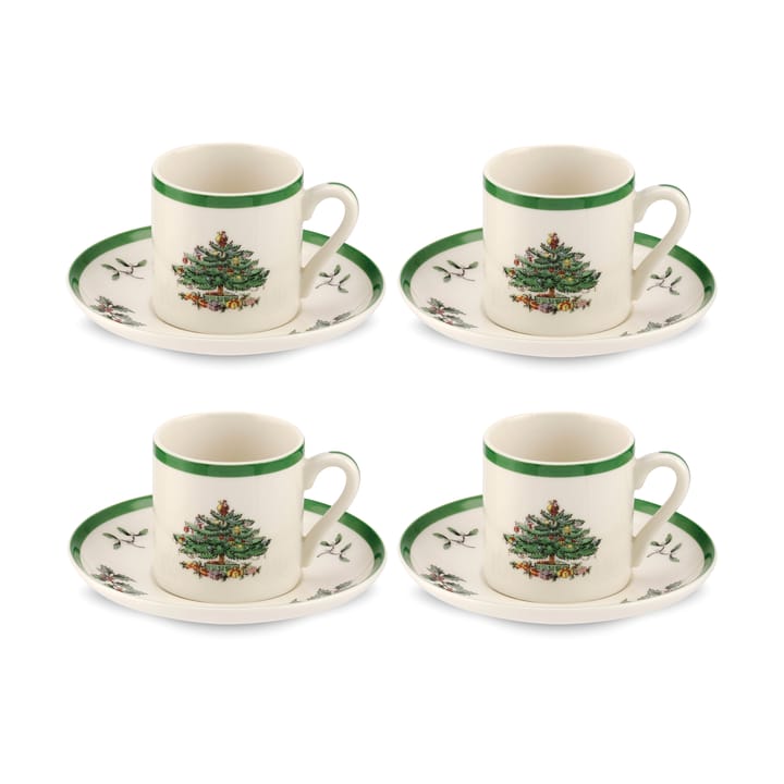 Chávena de expresso e pires Christmas Tree 9 cl 4 un. - White-green-red - Spode