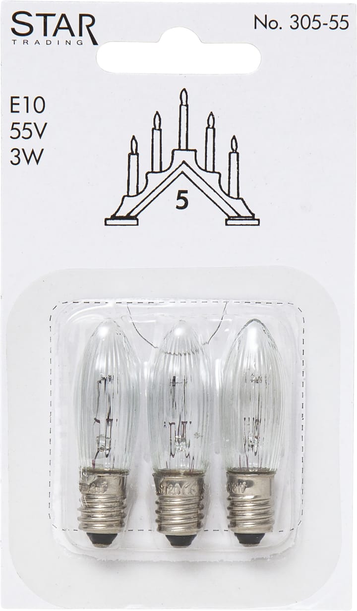 Star Trading lâmpadas de substituição E10 - 3 un., 305-55 (5-braços) Star Trading