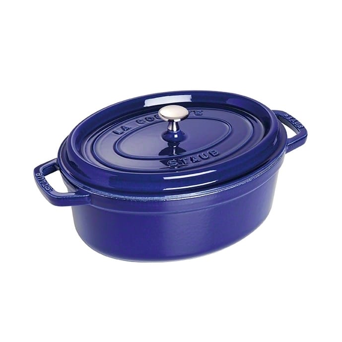 Caçarola para forno oval Staub. Três camadas de esmalte 4,2 l - azul escuro - STAUB