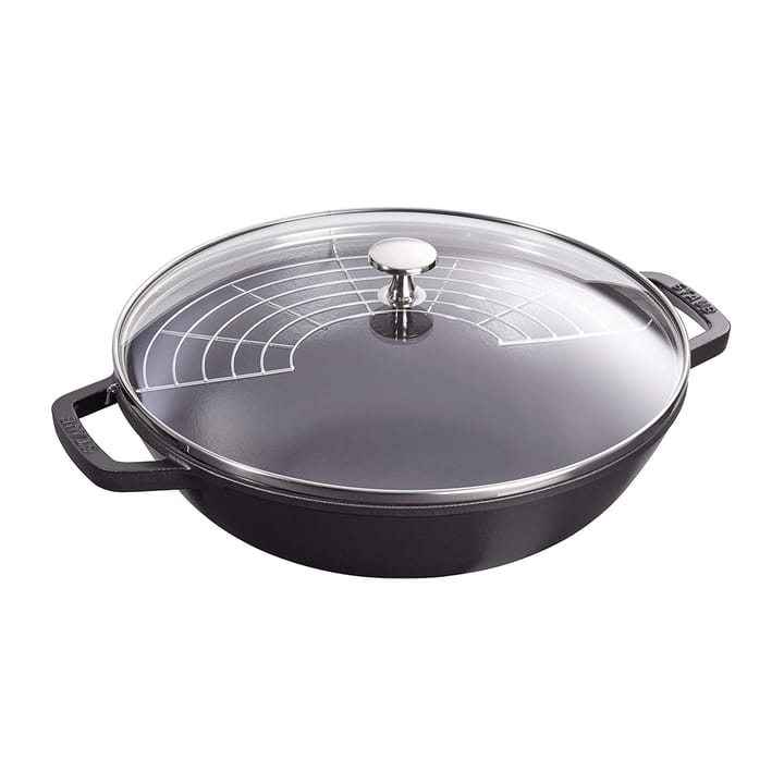 Wok com tampa de vidro Ø30 cm 4,4 L - Preto - STAUB