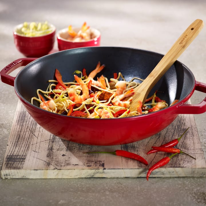 Wok com tampa de vidro Ø30 cm 4,4 L - Vermelho - STAUB