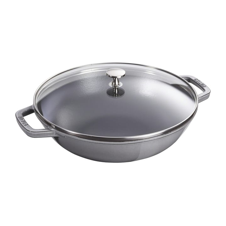 Wok com tampa de vidro Ø37 cm 5,7 L - cinza - STAUB