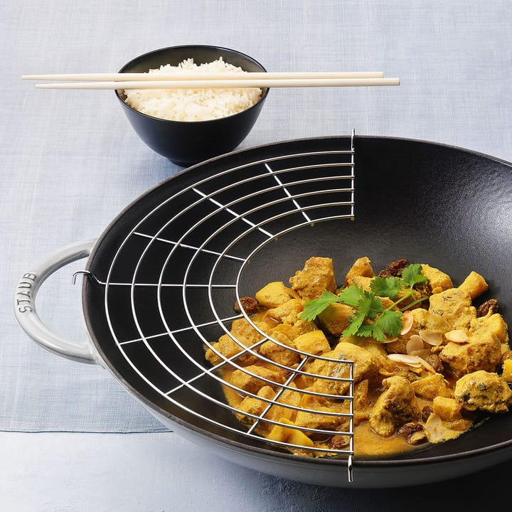 Wok com tampa de vidro Ø37 cm 5,7 L - cinza - STAUB